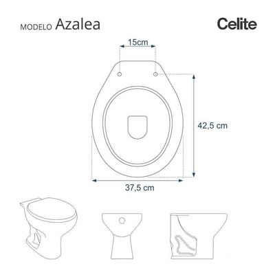Assento Sanitário Azaléa Rosato Para Vaso Celite