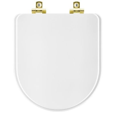 Assento Sanitário Com Amortecedor Meridian Branco Para Vaso Roca Com Ferragem Dourada