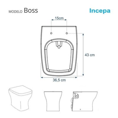 Assento Sanitário Boss Matte Black Para Vaso Incepa Com Ferragem Dourada