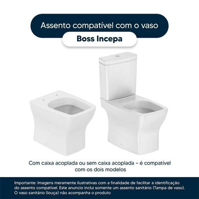 Assento Sanitário Boss Matte Black Para Vaso Incepa Com Ferragem Dourada