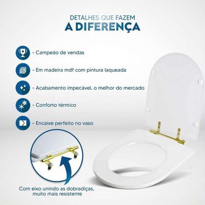 Assento Sanitário Carrara Verde Degrade Para Vaso Deca Com Ferragem Dourada