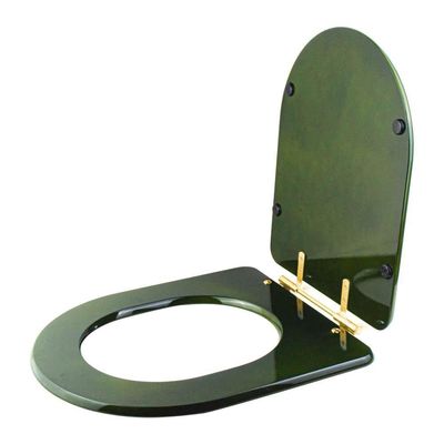 Assento Sanitário Carrara Verde Degrade Para Vaso Deca Com Ferragem Dourada