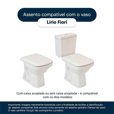 Assento Sanitário Com Amortecedor Lirio Branco Para Vaso Fiori Com Ferragem Dourada