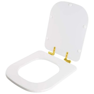 Assento Sanitário Com Fechamento Lento Misti Branco Para Vaso Icasa Com Ferragem Dourada