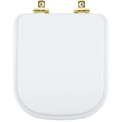 Assento Sanitário Com Fechamento Lento Misti Branco Para Vaso Icasa Com Ferragem Dourada