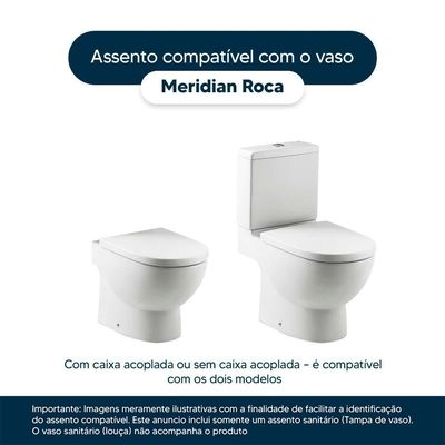 Assento Sanitário Com Fechamento Lento Meridian Branco Para Vaso Roca Com Ferragem Dourada