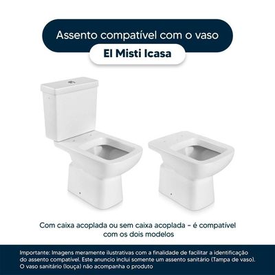 Assento Sanitário Com Fechamento Lento Misti Branco Para Vaso Icasa Com Ferragem Dourada