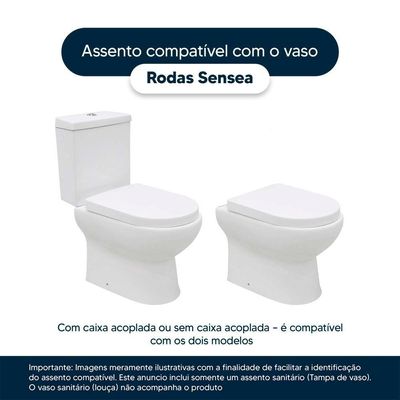 Assento Sanitário Com Fechamento Lento Lyon Branco Para Vaso Sensea