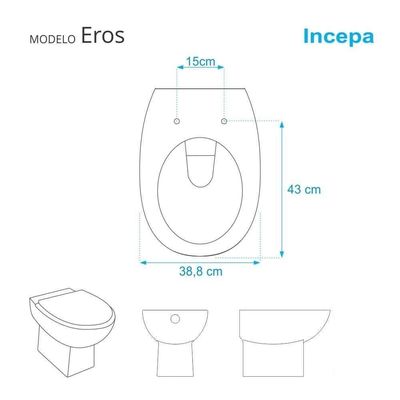 Assento Sanitário Com Amortecedor Eros Branco Para Vaso Incepa Com Ferragem Dourada