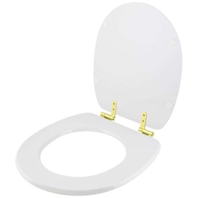Assento Sanitário Com Amortecedor Eros Branco Para Vaso Incepa Com Ferragem Dourada