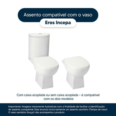 Assento Sanitário Com Amortecedor Eros Branco Para Vaso Incepa Com Ferragem Dourada