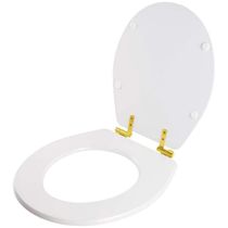 Assento Sanitário Com Amortecedor Ravena Branco Para Vaso Deca Com Ferragem Dourada