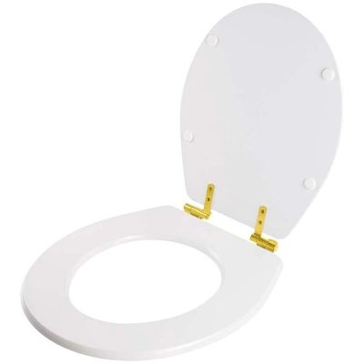 Assento Sanitário Com Amortecedor Ravena Branco Para Vaso Deca Com Ferragem Dourada