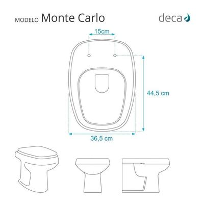 Assento Sanitário Com Amortecedor Monte Carlo Amendoa Para Vaso Deca