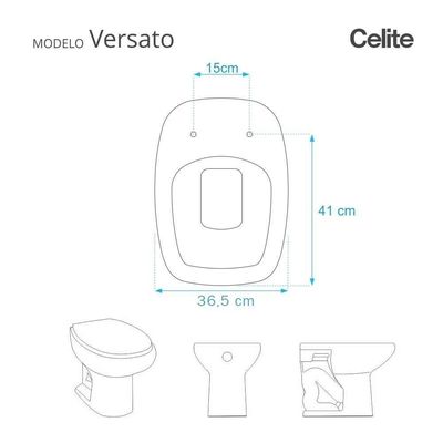 Assento Sanitário Com Amortecedor Versato Branco Para Vaso Celite Com Ferragem Dourada