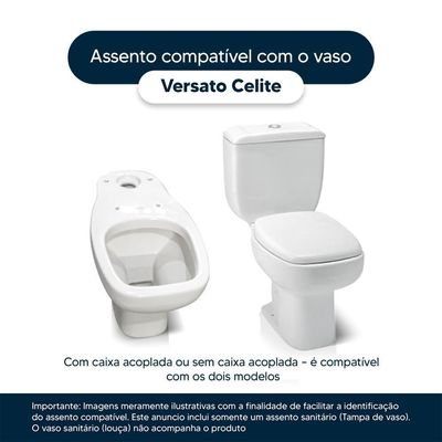 Assento Sanitário Com Amortecedor Versato Branco Para Vaso Celite Com Ferragem Dourada