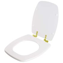 Assento Sanitário Com Fechamento Lento Laguna Branco Para Vaso Hervy Com Ferragem Dourada