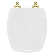 Assento Sanitário Com Fechamento Lento Laguna Branco Para Vaso Hervy Com Ferragem Dourada