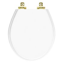 Assento Sanitário Com Amortecedor Ravena Branco Para Vaso Deca Com Ferragem Dourada