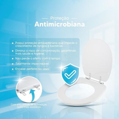 Assento Sanitário Poliester Antibacteriano Eros Branco Para Vaso Incepa