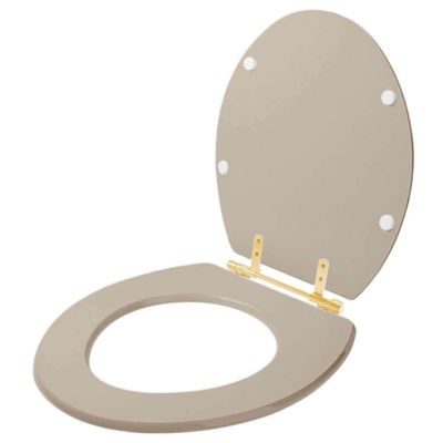 Assento Sanitário Convencional Oval Bege Saara Para Vaso Deca Com Ferragem Dourada