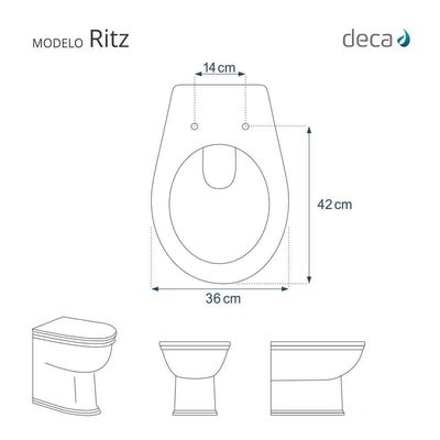 Assento Sanitário Com Fechamento Lento Ritz Cinza Real Para Vaso Deca