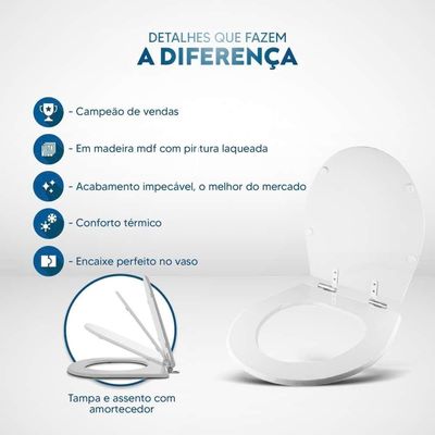 Assento Sanitário Com Fechamento Lento Ritz Cinza Real Para Vaso Deca