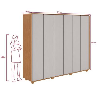 Guarda-roupa Casal 6 Portas Easy Like Com Pés Amendoa Clean/off White