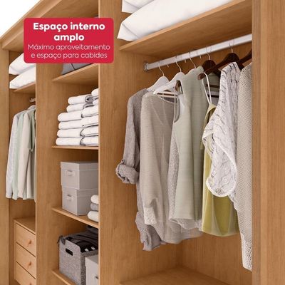 Guarda-roupa Casal 6 Portas Easy Like Com Pés Amendoa Clean/off White