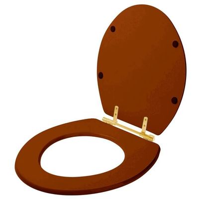 Assento Sanitário Convencional Oval Universal Caramelo Com Ferragem Dourada