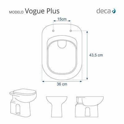 Assento Sanitário Em Mdf Vogue Plus Branco Para Bacia Deca