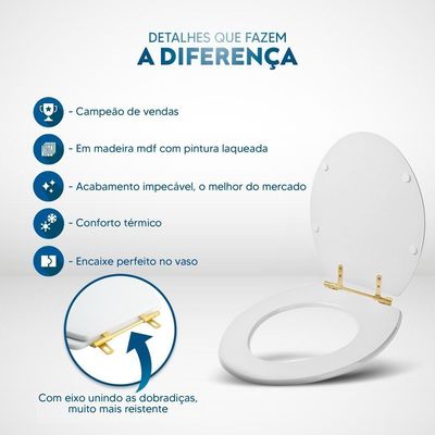 Assento Sanitário Convencional Oval Universal Caramelo Com Ferragem Dourada