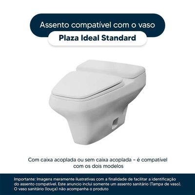 Assento Sanitário Poliester Plaza Preto Para Vaso Ideal Standard