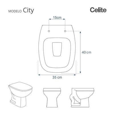 Assento Sanitário City Preto Para Vaso Celite