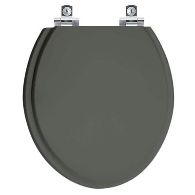 Assento Sanitário Com Fechamento Lento Convencional Oval Cinza Escuro Para Vaso Ideal Standard