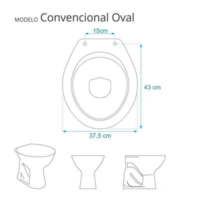 Assento Sanitário Com Fechamento Lento Convencional Oval Cinza Escuro Para Vaso Ideal Standard