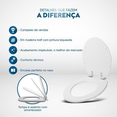 Assento Sanitário Com Fechamento Lento Convencional Oval Cinza Escuro Para Vaso Ideal Standard