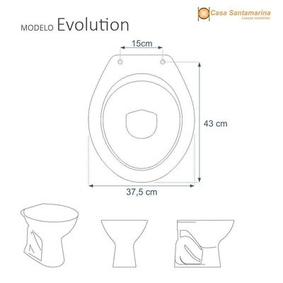 Assento Sanitário Laqueado Evolution Cinza Claro Para Louça Santamarina