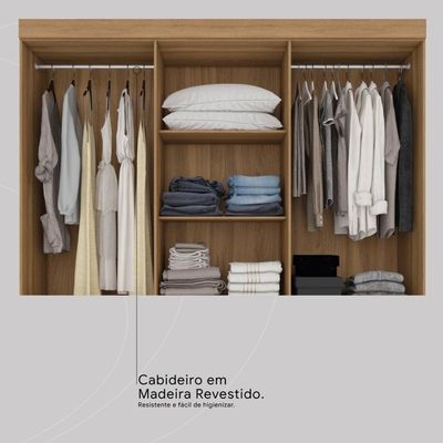 Guarda Roupa Casal 10 Portas E 3 Gavetas New Murano Amêndola Touch-off White