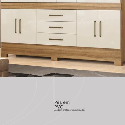 Guarda Roupa Casal 10 Portas E 3 Gavetas New Murano Amêndola Touch-off White