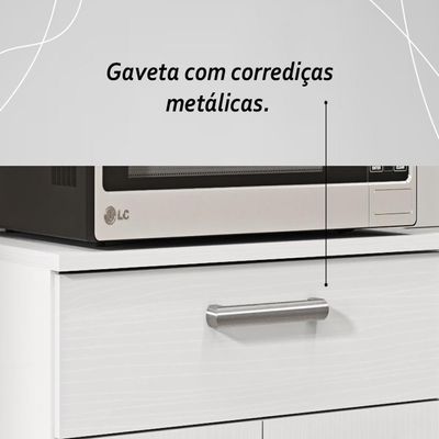 Balcão De Cozinha Com Tampo 2 Portas E 1 Gaveta Diamante - Branco/supremo
