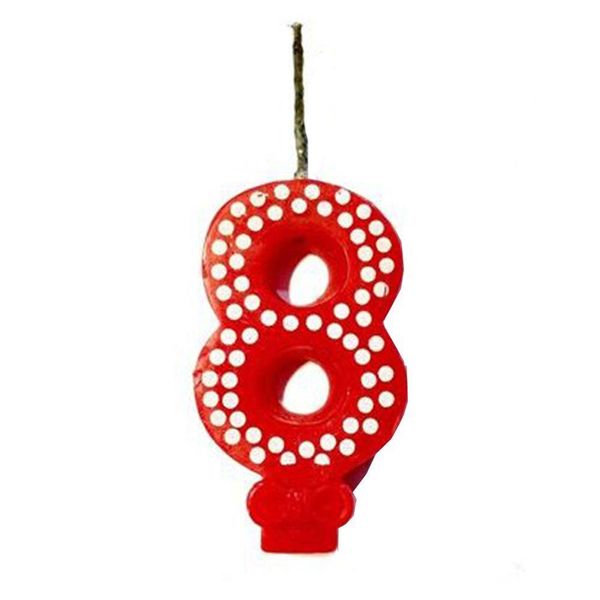 Vela De Aniversário Poá Vermelho - N8