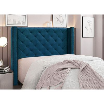 Cabeceira Cama Box Queen 160 Cm Vicenza Veludo Azul Marinho S04 - D'rossi