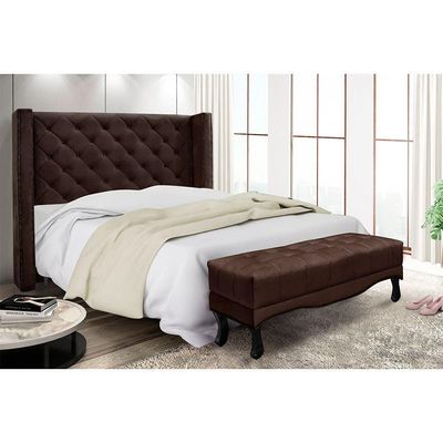 Cabeceira Cama Box Queen 160cm E Recamier Vicenza Suede Café S04 - D'rossi