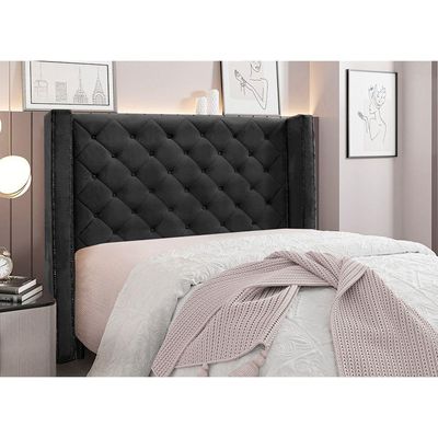 Cabeceira Cama Box Casal 140 Cm Vicenza Veludo Preto S04 - D'rossi