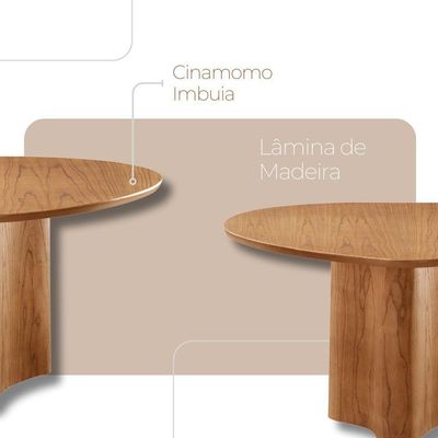 Sala De Jantar Mesa Selene 135cm Madeira Tampo Laminado Veludo Bege /star Caramelo /imbuia Nat.