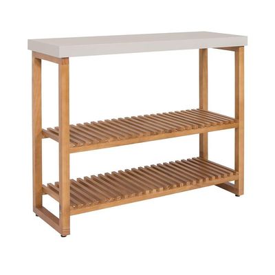 Sapateira Aparador Gold Com Prateleiras Ripadas Madeira Off White