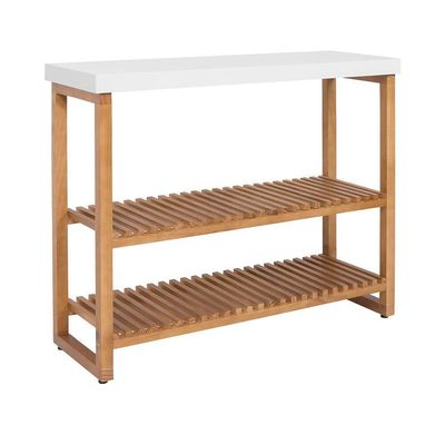 Sapateira Aparador Gold Com Prateleiras Ripadas Madeira Branco