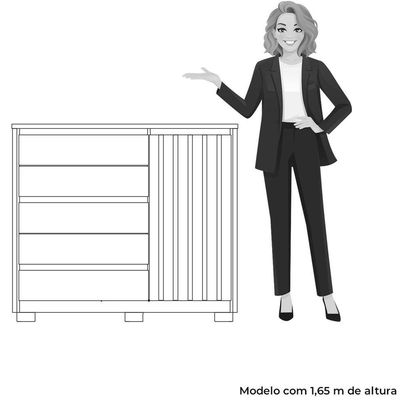 Cômoda Ripada Sapateira 5 Gavetas 1 Porta Duello Cinamomo Off White