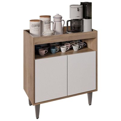 Aparador Buffet Cantinho Do Café 70,5cm 2p Marie M12 - D'rossi Cor Freijó E Branco